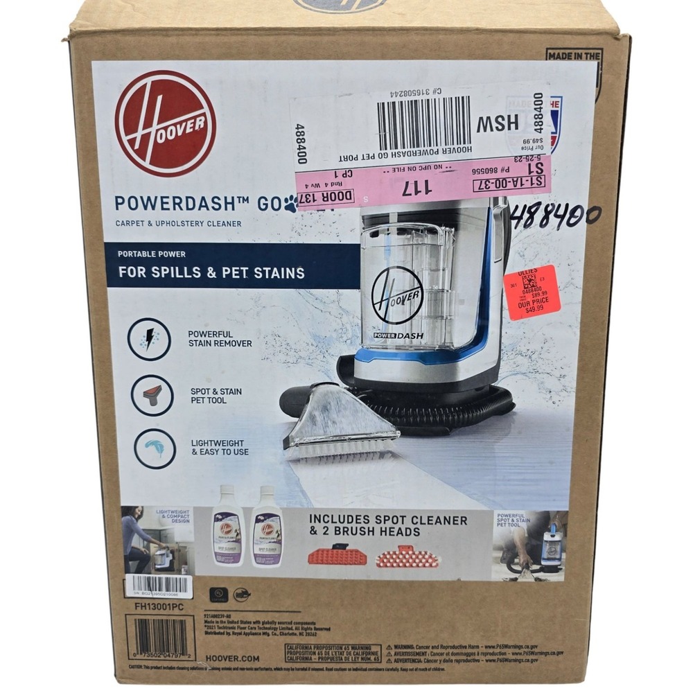 Hoover PowerDash GO Portable Spot Cleaner FH13001PC Carpet Upholstery Tool